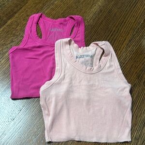 2 Katie J NYC tank tops.  Size M. Light and dark pink